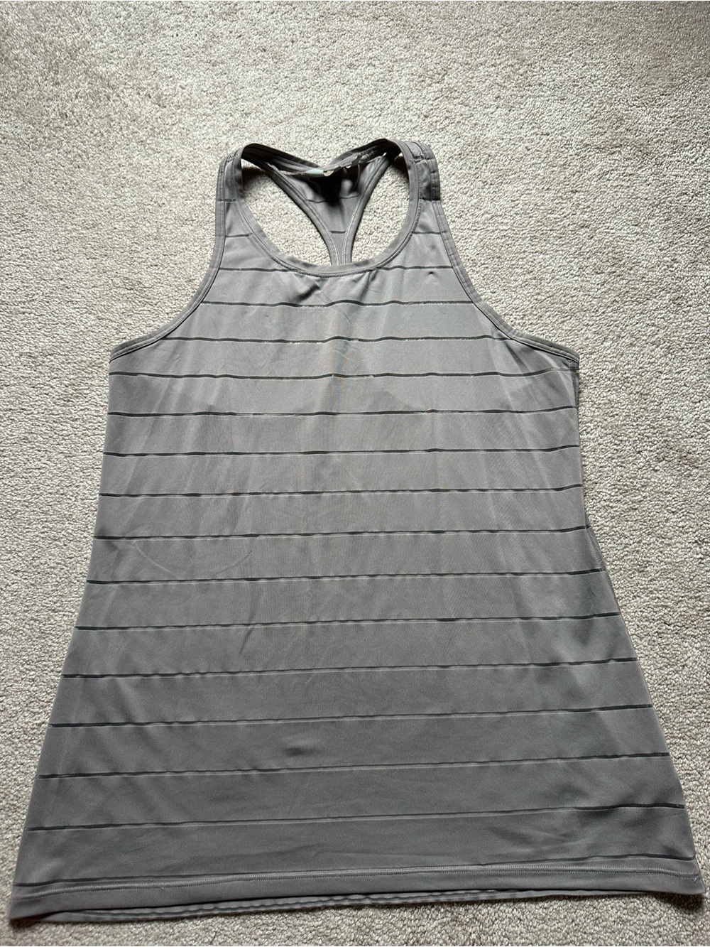 Athleta Light Gray Striped Racerback Tank